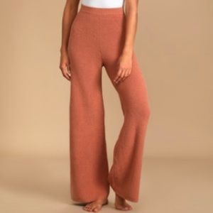 Known To Be Cozy Rusty Rose Wide-Leg Sweater Pants Size: s